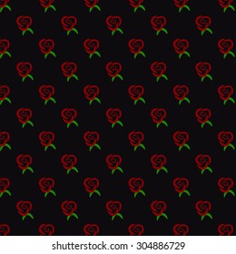 Abstract red roses, black background