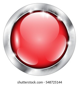 Abstract red round background in a silver frame, with space for your text. Vector illustration.