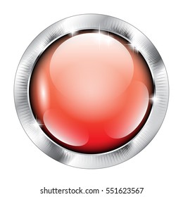 Abstract red round background in a silver frame, with space for your text. Vector illustration.
