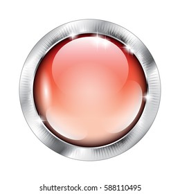 Abstract red round background with a silver frame, with space for your text. Vector illustration.