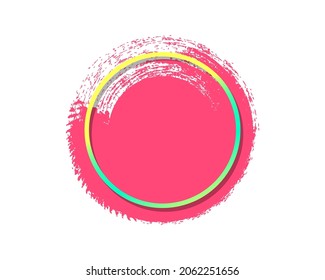 Abstract red round brush stroke design element with lines for symbol copy space and promotion design template.