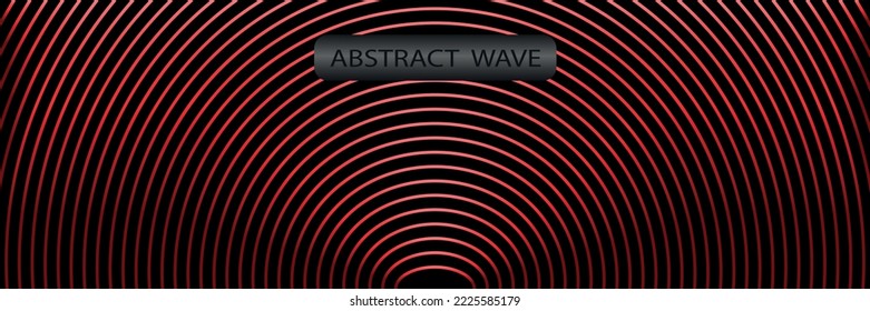 abstract red round sound waves on a black background