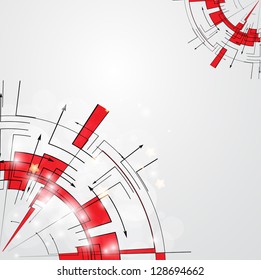 Abstract red round Technology circuit background vector illustration