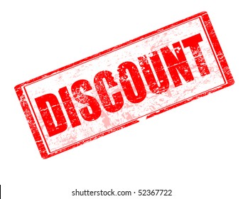 Abstract red rubber office stamp with  the word discount written inside