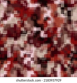 Resumen del color rojo óxido de óxido de píxeles urbanos del fondo de textura geométrica cepillado. La suciedad vectorial se midió a medio tono camuflaje sin fisuras patrón de impresión textil.