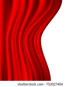 Abstract red satin fabric wave with blank space luxury background vector illustration.