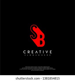 abstract red SB logo letter in shadow shape design concept