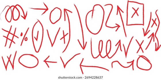 Abstract red scribble art with chaotic symbols and shapes a bold silhouette