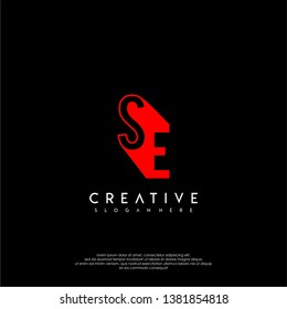 abstract red SE logo letter in shadow shape design concept