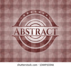 Abstract red seamless emblem with geometric background.