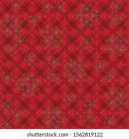 Abstract red seamless Geometric fabric textures background.