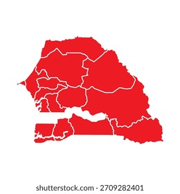 Abstractas Rojo Senegal Mapa con Ciudades