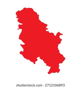 Abstract Red Serbia Simple Map