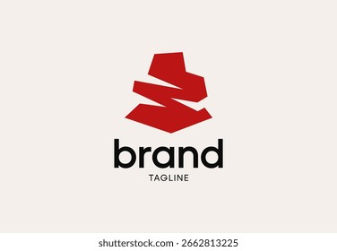 Abstract red shape logo for business or technology brand