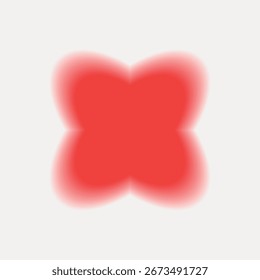 Abstract red shape with soft edges, resembling a butterfly or flower. Red shape stands out against a light background. Abstract and vibrant design. Gradient element vector.