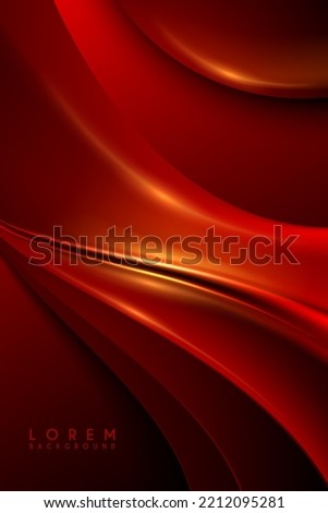 Abstract red shapes with golden light effect