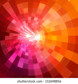 Abstract red shining circle tunnel background