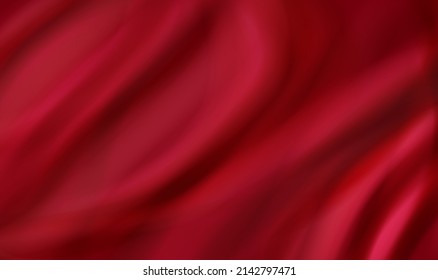 Abstract Red silk fabric realistic textile 3d illustration background