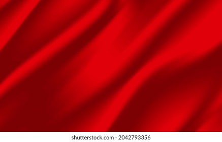 Abstract Red Silk vector background. Beautiful Red Silk. Drapery Textile Background. Abstract background luxury red cloth. Cloth soft wave. Creases of satin, silk, and Smooth elegant cotton. Vector