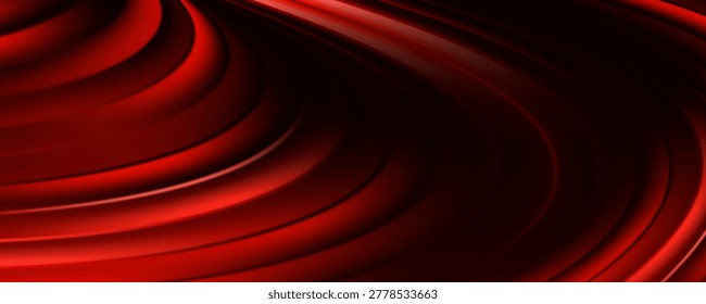 Abstract red silk waves with elegant metallic glossy texture