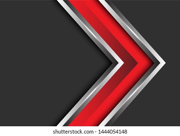 Abstract red silver arrow direction on grey blank space design modern futuristic background vector illustration.