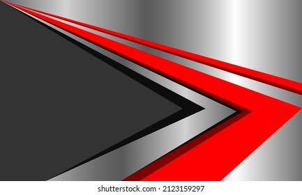 Abstract red silver arrow direction speed with grey blank space design modern creative background vector illustration.