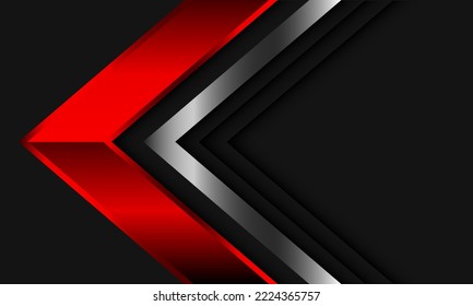 Resumen de la dirección de la flecha de plata roja geométrica en gris con diseño de espacio en blanco diseño moderno de fondo futurista de ilustración vectorial.