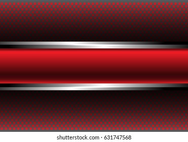 Abstract red silver banner on circle mesh design luxury modern background texture vector illustration.