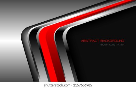 Abstract red silver black arrow geometric curve direction shadow with blank space and text design modern futuristic technology background vector illustration.