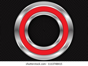 Abstract red silver circle on black mesh design modern futuristic background vector illustration.