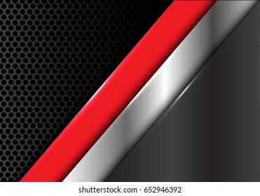 Abstract red silver gray line on circle mesh design modern background texture vector illustration.