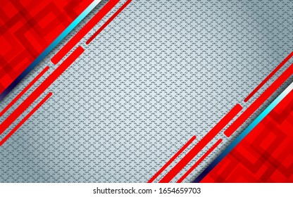 Abstract red and silver gray metallic shape texture on carbon fiber background style design. Vector template for use element cover, banner, brochure, flyer, poster, wallpaper, card, presentation