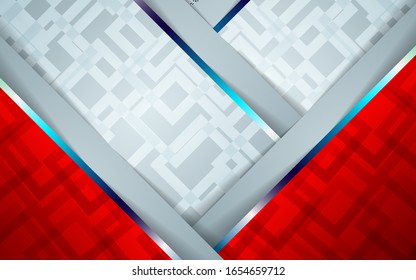 Abstract red and silver gray metallic shape texture on carbon fiber background style design. Vector template for use element cover, banner, brochure, flyer, poster, wallpaper, card, presentation