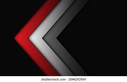 Abstract red silver grey arrow direction on grey with blank space design modern luxury futuristic technology background vector illustration.