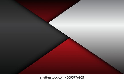 Resumen diseño geométrico de sombra metálica de color gris plateado rojo tecnología moderna ilustración vectorial de fondo futurista.