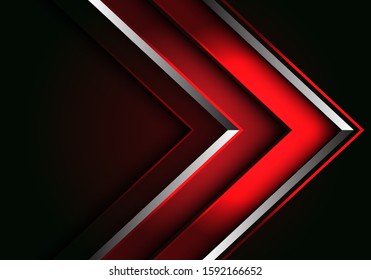 Abstract red silver line arrow direction design modern luxury futuristic background vector illustration.