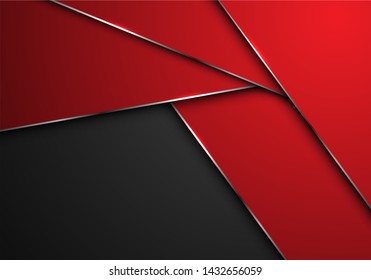 Abstract red silver line polygon overlap on grey blank space design modern futuristic background vector illustration.