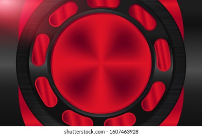 Abstract red and silver metallic texture frame on dark background. Futuristic design concept with technology innovation concept for use element wallpaper, cover, game banner, sport poster, web