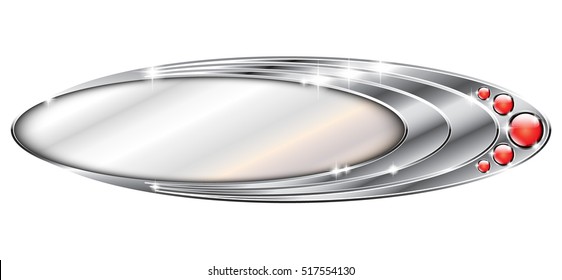 Abstract red and silver oval background, with space for your text. Vector illustration.