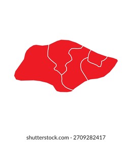Mapa Abstractas Rojo de Singapur con Ciudades