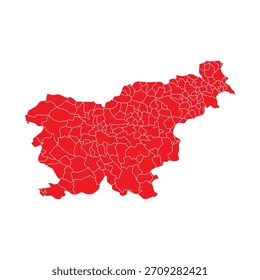 Abstract Red Slovenia Map with Cities