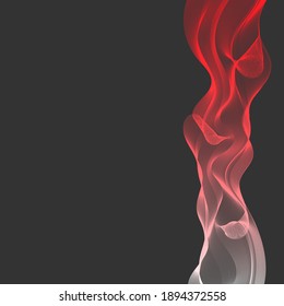 Resumen de la ola de humo roja con el espacio como fondo gris. banner con vapor digital
