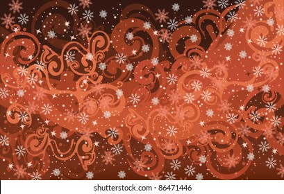 Abstract red snow background. Vector