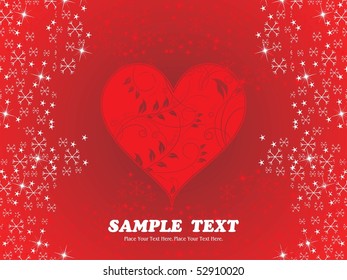 abstract red snowflake background with decorated frame