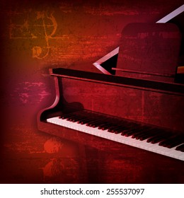 abstract red sound grunge background with grand piano