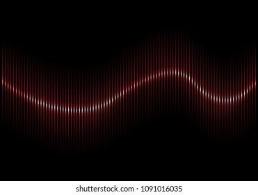 Abstract red sound wave vector background illustration.