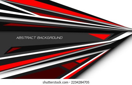 Resumen de velocidad roja sombra negra dirección gris geométrica en el diseño gris diseño moderno de fondo futurista ilustración vectorial de lujo moderno.