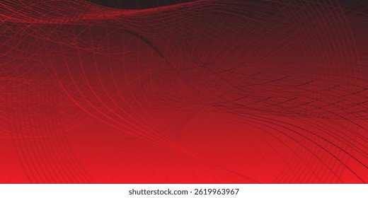 Abstract red speed light lines neon ring glowing circle round movement on black background vector illustration.