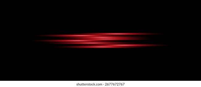 Abstract red speed light lines neon ring glowing circle round movement on black background vector illustration.
