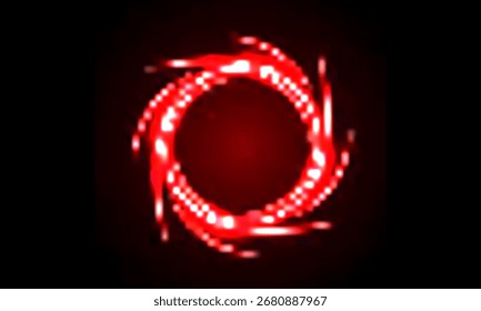 Líneas de luz de velocidad roja Abstractas Anillo de neón Círculo brillante Movimiento redondo sobre fondo negro Ilustración vectorial.